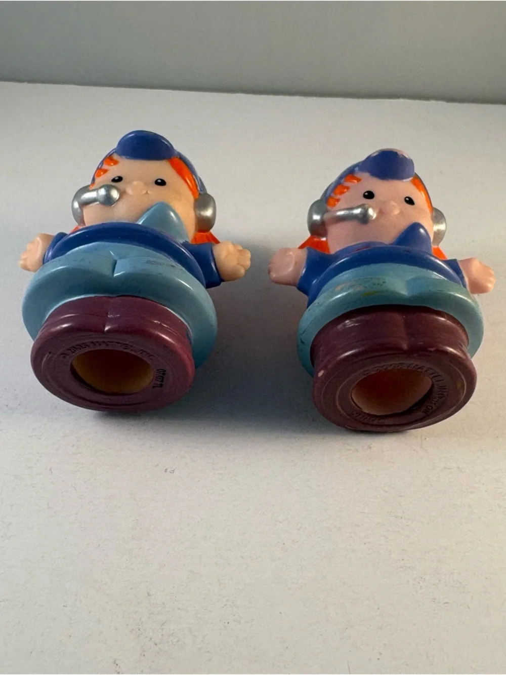 Lot 2 Fisher Price Little People Woman Girl Cap Headset Red Hair/Orange Hair‎